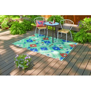 Better Homes and Gardens Outdoor 5ft. X 7ft. Teal Crosspath Woven Rug   565253185